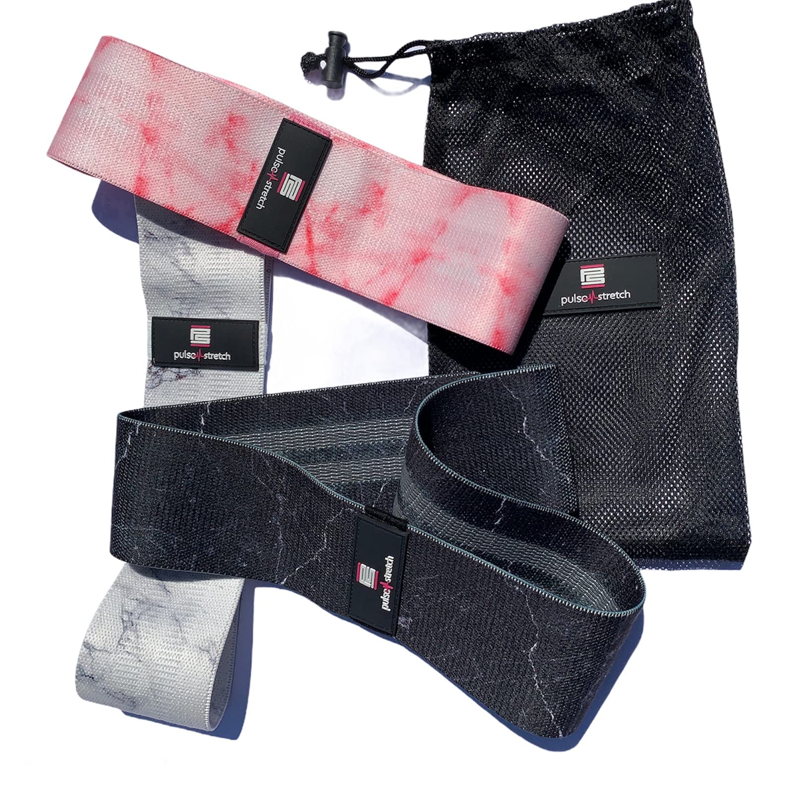 MARBLE PulseStretch Resistance Bands Set (3 Pack) Fitness Exercise Legs Booty Women/Men