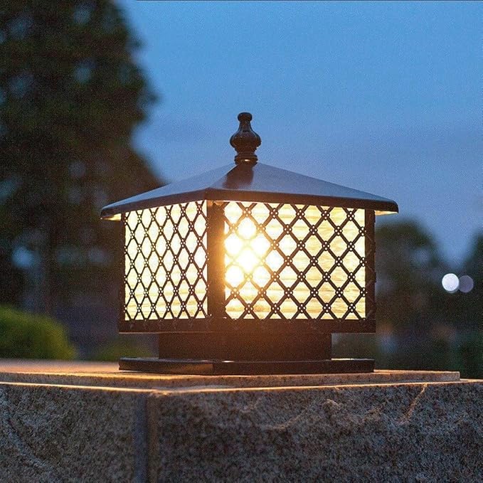 FACAIA Luces de Pilar Cuadrado Exterior Impermeable Columna de Aluminio