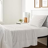 Amazon Basics 3 Piece Breathable, Stretchy 100% Cotton Jersey Knit Bed Sheet Set, Includes Flat and Fitted Sheets, Pillowcase, Light Weight, Machine Washable, Twin, Oatmeal, Solid