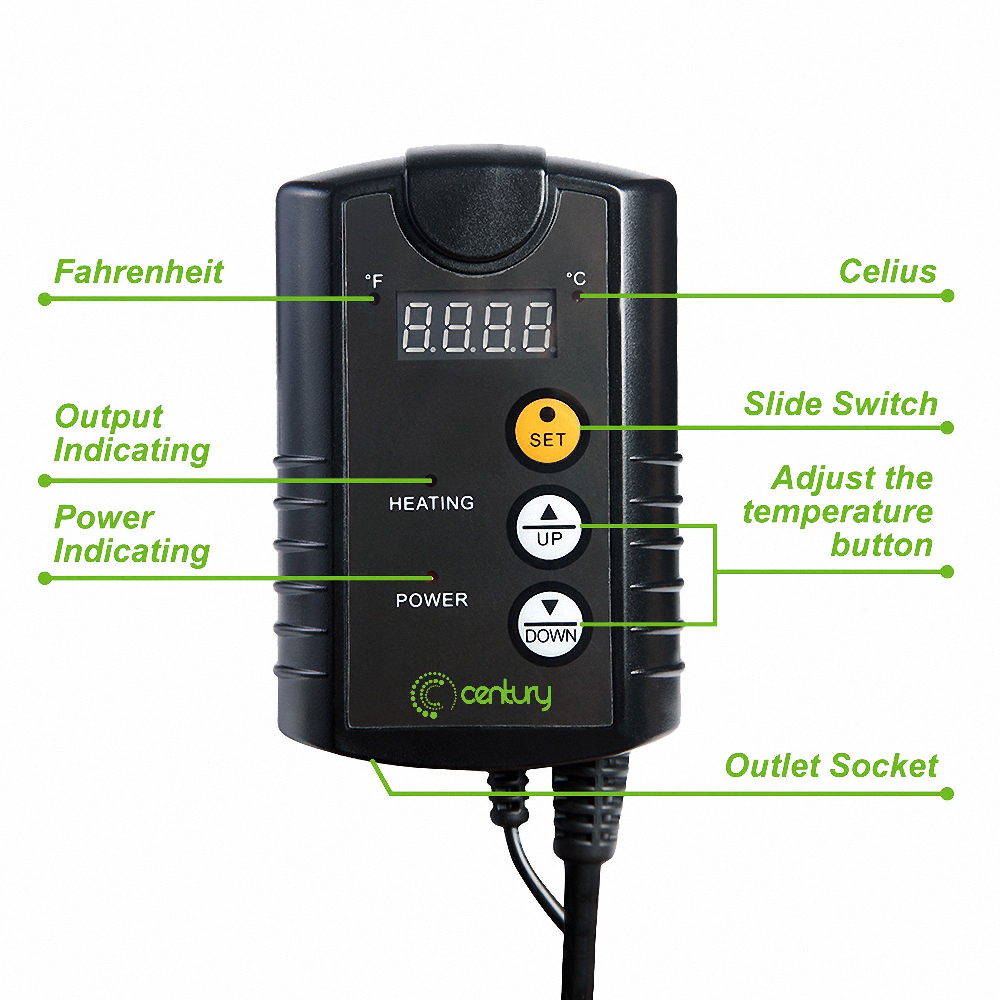 Century Digital Heat Mat Thermostat Controller for Seed Germination, Reptiles eBay