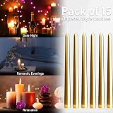 DECO EXPRESS Candles Set 15 Pack Classic Dripless Tapered Metallic Gold view 6