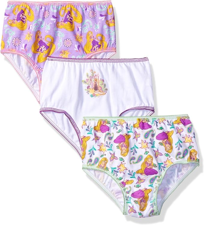 Disney Toddler Girls Rapunzel 3 Pack Panty, Assorted, 4T Underwear Clothing