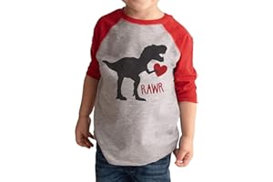 7 ate 9 Apparel Kids Dinosaur Happy Valentine's Day Red Raglan
