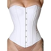 Heavy Duty Overbust Corset Waist Trainer Double Steel Boned Shaper Womens White Corset