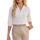Blooming Jelly Womens Dressy Business Casual Tops Summer Work Blouses 3/4 Sleeve Button Down Shirts Trendy 2026