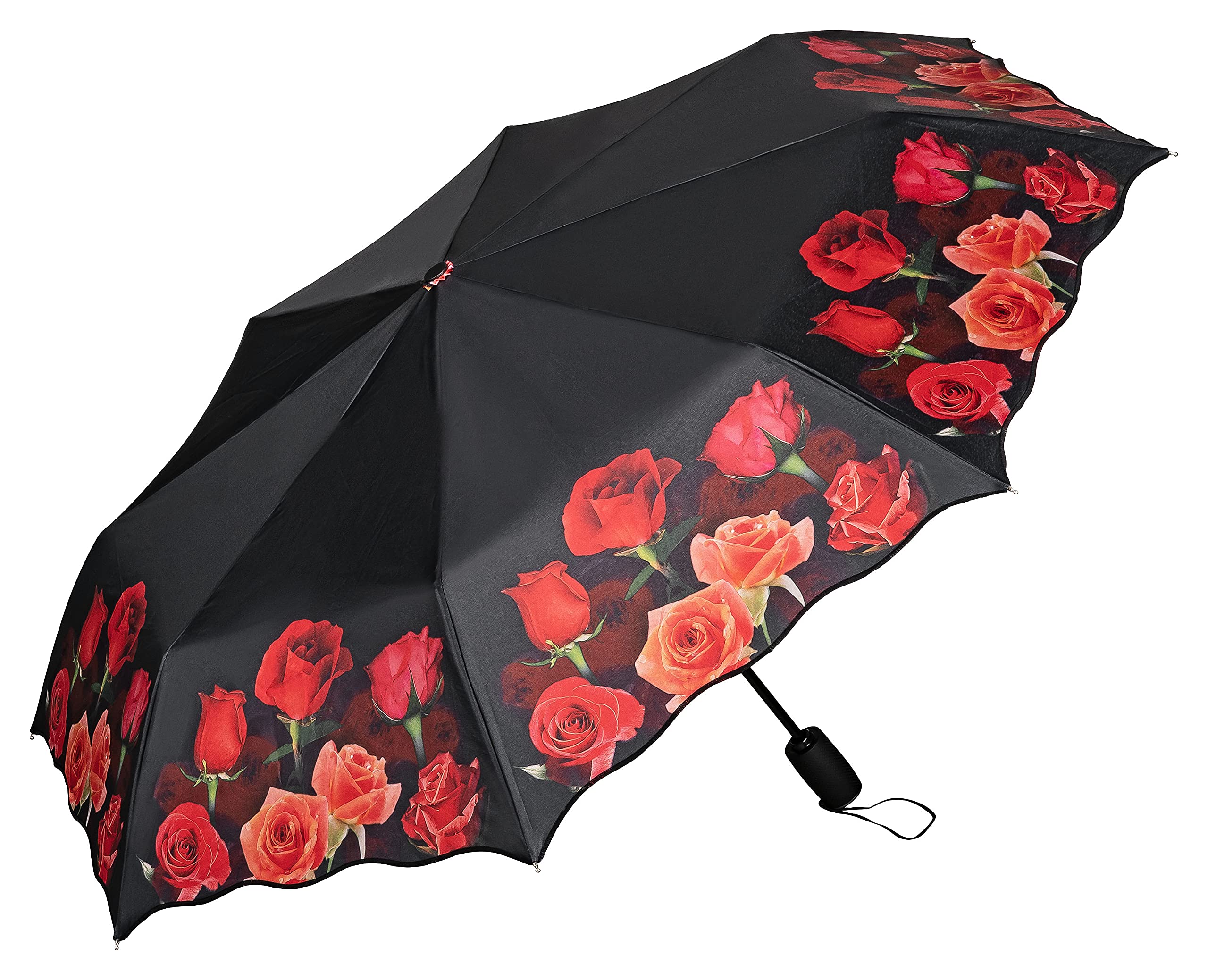 VON LILIENFELD Folding Pocket Umbrella Automatic Lightweight auto open Women Floral Motif Bouquet of Roses