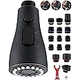 Oil Rubbed Bronze Faucet Sprayer - 3 Function Pull Down Spray Head with 15 Adapters for Kitchen Sink