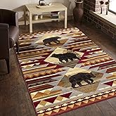 Conrad Trading Cabin Life Area Rug, Southwest/Bears Multi-Color, 7 ft. 10 in. x 10 ft. 3 in., LBC93001
