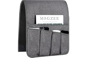 FLYILY Sofa Armrest Organizer Non-Slip Arm Chair Hanging Caddy Remote Control Holder for Magazine,Tablet, Phone, Books, Glasses(LightGrey,13in)