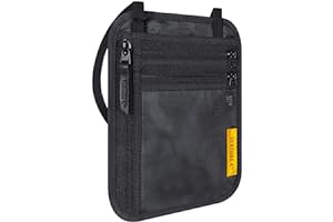 VENTURE 4TH Slim Passport Holder Neck Pouch with RFID Blocking Travel Neck Wallet and Nylon Lining (Black)