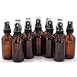 Vivaplex 12, Amber, 2 oz Glass Bottles, with Black Fine Mist Sprayers
