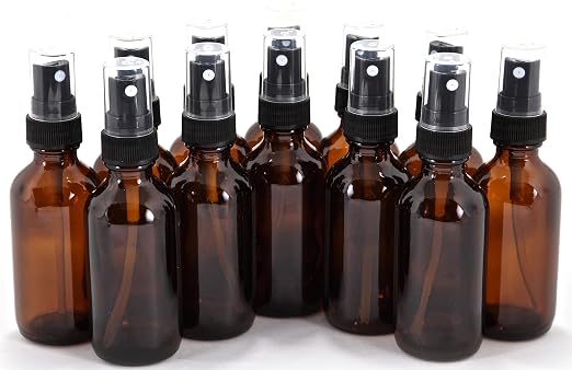 Viva Plex Glass Bottles w/ Fine Mist Sprayer 2oz 12 Pack