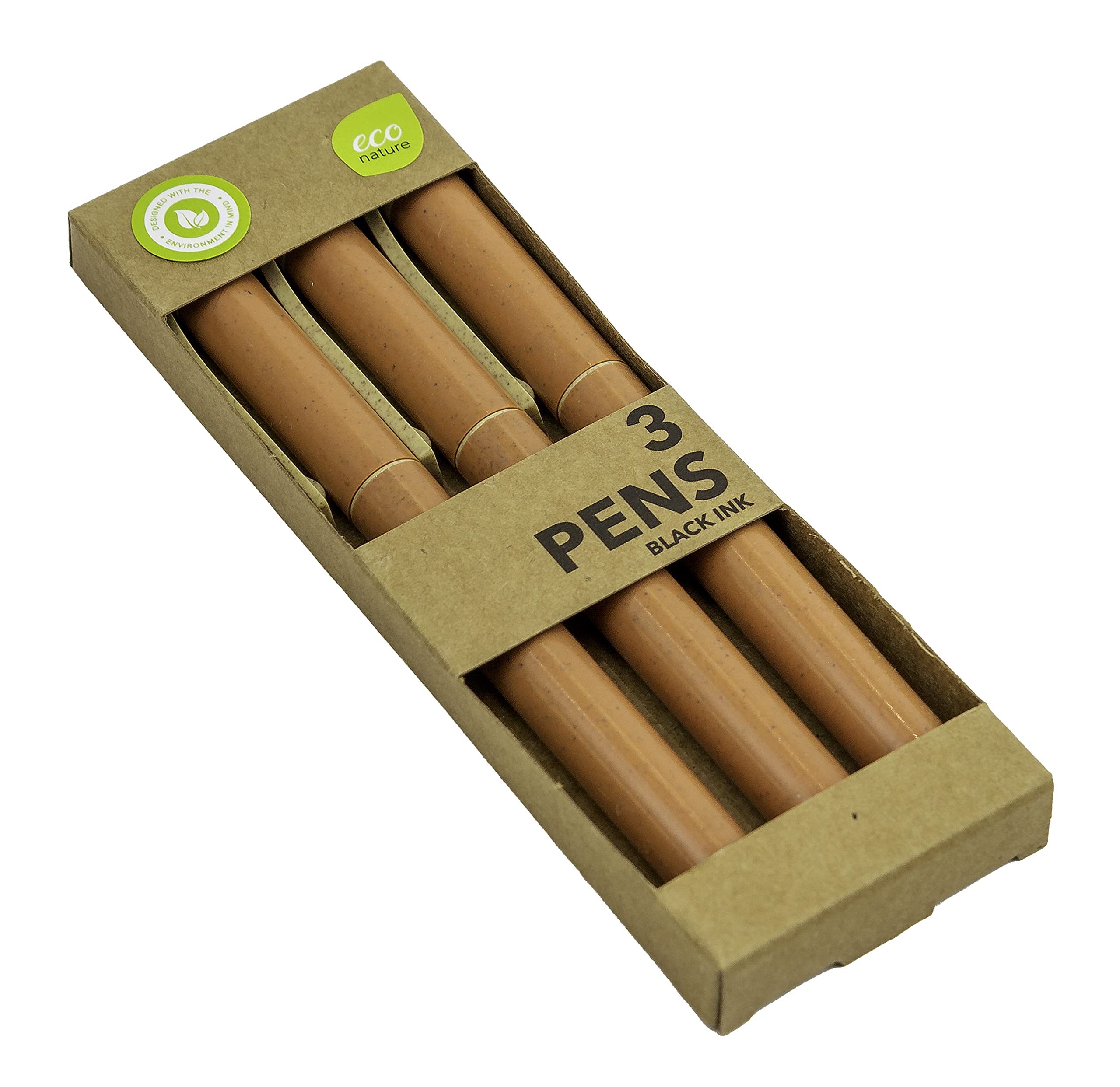 Eco Nature - Plastic Ink Pens - University Essentials - Handwriting Pens - Pens Multipack - Eco Nature Ballpoint Pens - Pack of 3