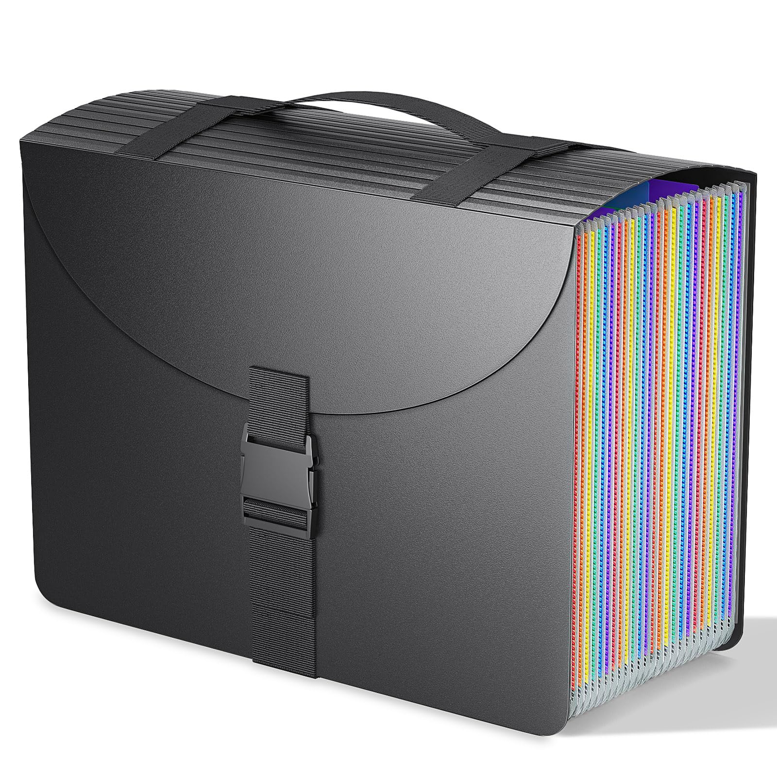 Vanulee 25 Pockets File Organiser Box Files Folder Document Organisers,Concertina File Expanding Folders for Paperwork A4 Paper Bill Receipt,Portable Filing Cabinets,A-Z and Blank Tabs,Matte Coloured