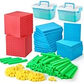TOMMYHOME 334 PCS Base Ten Blocks Set,Contains 110 rods Counting Cubes to Help Kids Learn Maths. 2 Boxes-Pack.