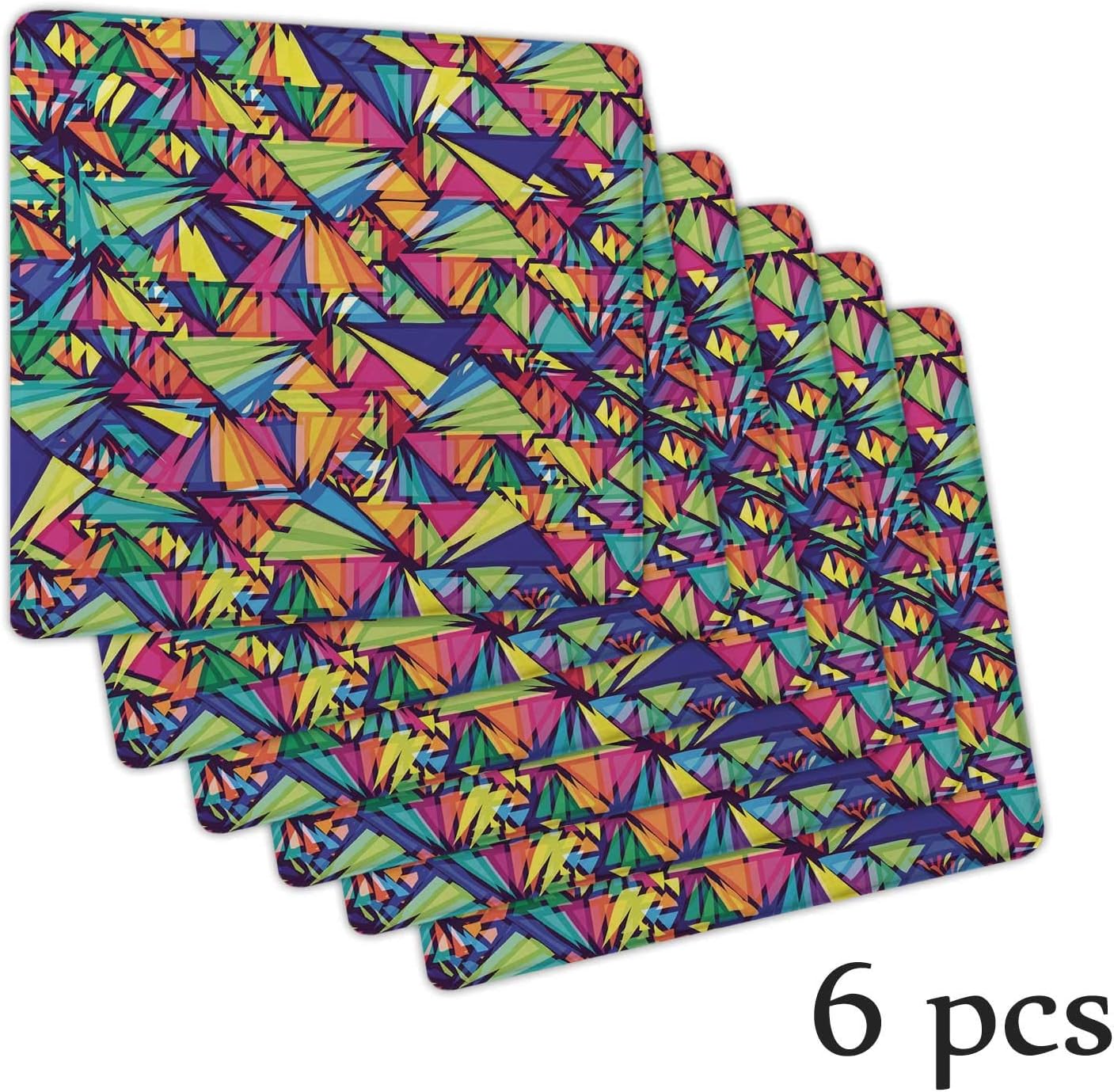 Atokker Indie,Bench Cushion Chair Cushion Geometrical Hipster Pattern with Triangles Optical Illusion Artsy Abstract DChair Cushionrative Glider Rocker Cushions Repchair Seat Cushionsment Set 6 Pack