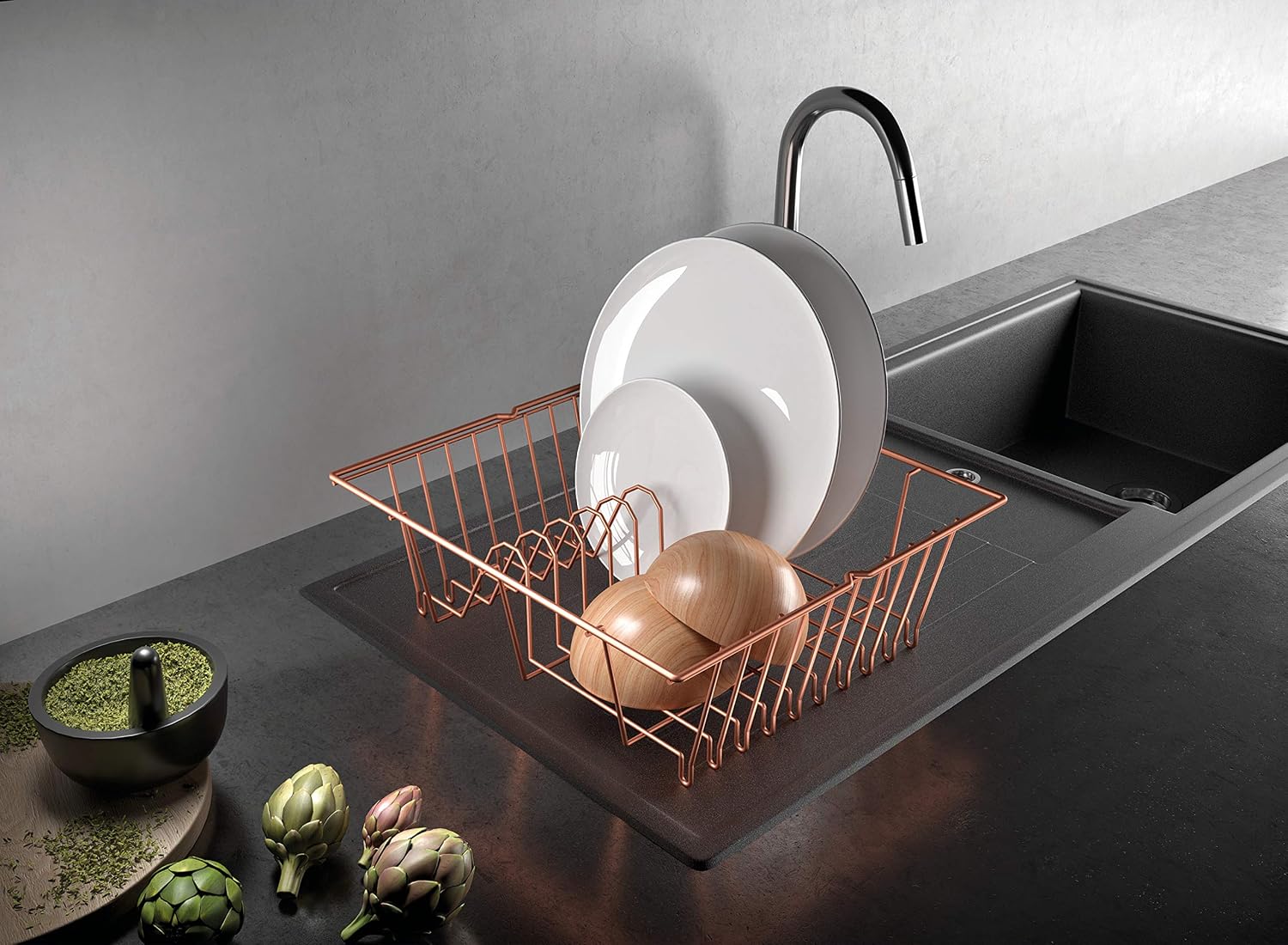 Metaltex 'Lipsia' Dish Drainer, Polytherm Copper, 36 x 33 x 12 cm - Image 3