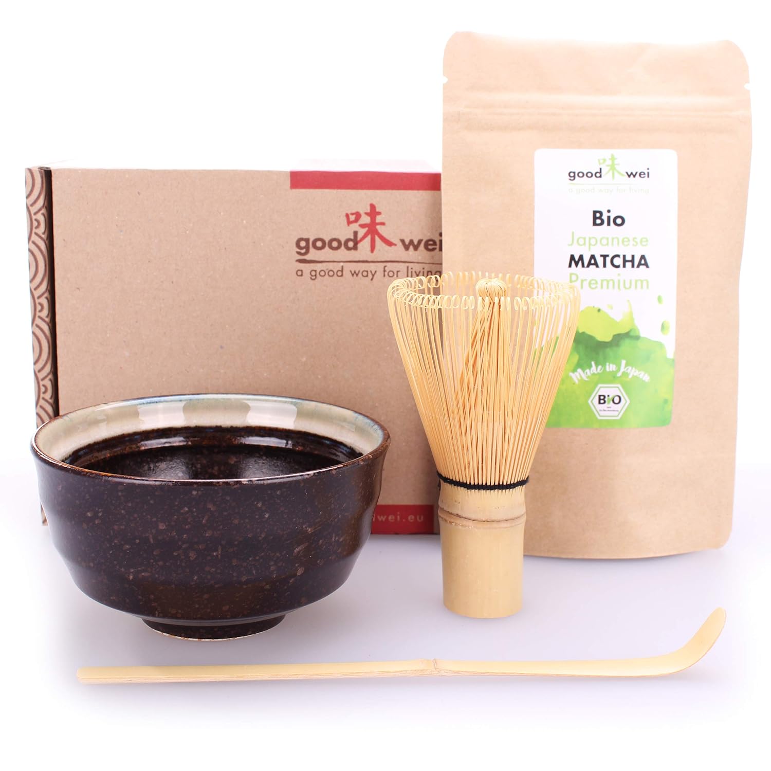 Goodwei Japanese Matcha Tea Ceremony Starter Set with Organic Premium