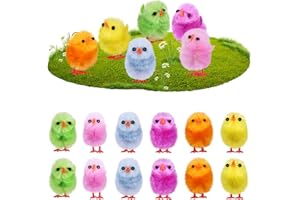 Ciieeo 18 Pcs Colorful Chenille Easter Chicks Easter Chenille Chicks Set Chenille Decorative Chicks for Easter Egg Hunt