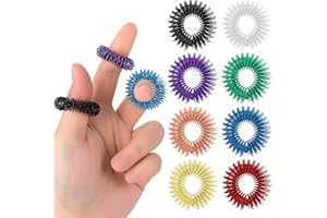 ASTER 8 Pieces Spiky Sensory Finger Rings Acupressure Ring Set Great Spikey Fidget Ring for Silent Stress Reducer and Massager Improves Blood Circulation