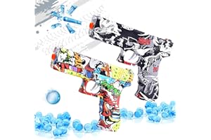 QOGELY Gel Ball Blaster Splat Orby Toy Guns 2 Packs, Small Manual Splatter Gun Blasters for Ages 14+, Outdoor Play Team Shooting Game Activities for Yard & Garden, Christmas Birthday Ideas, Mix Colors