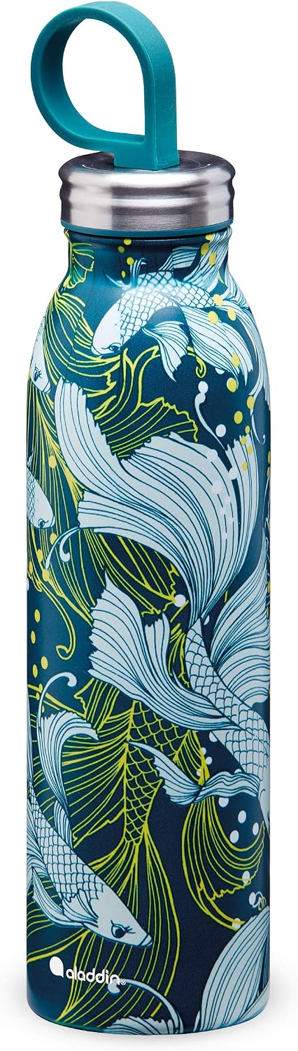 Aladdin Chilled Thermavac Stainless Steel Water Bottle 0.55L Goldfish Green, Insulated Metal Water Bottle