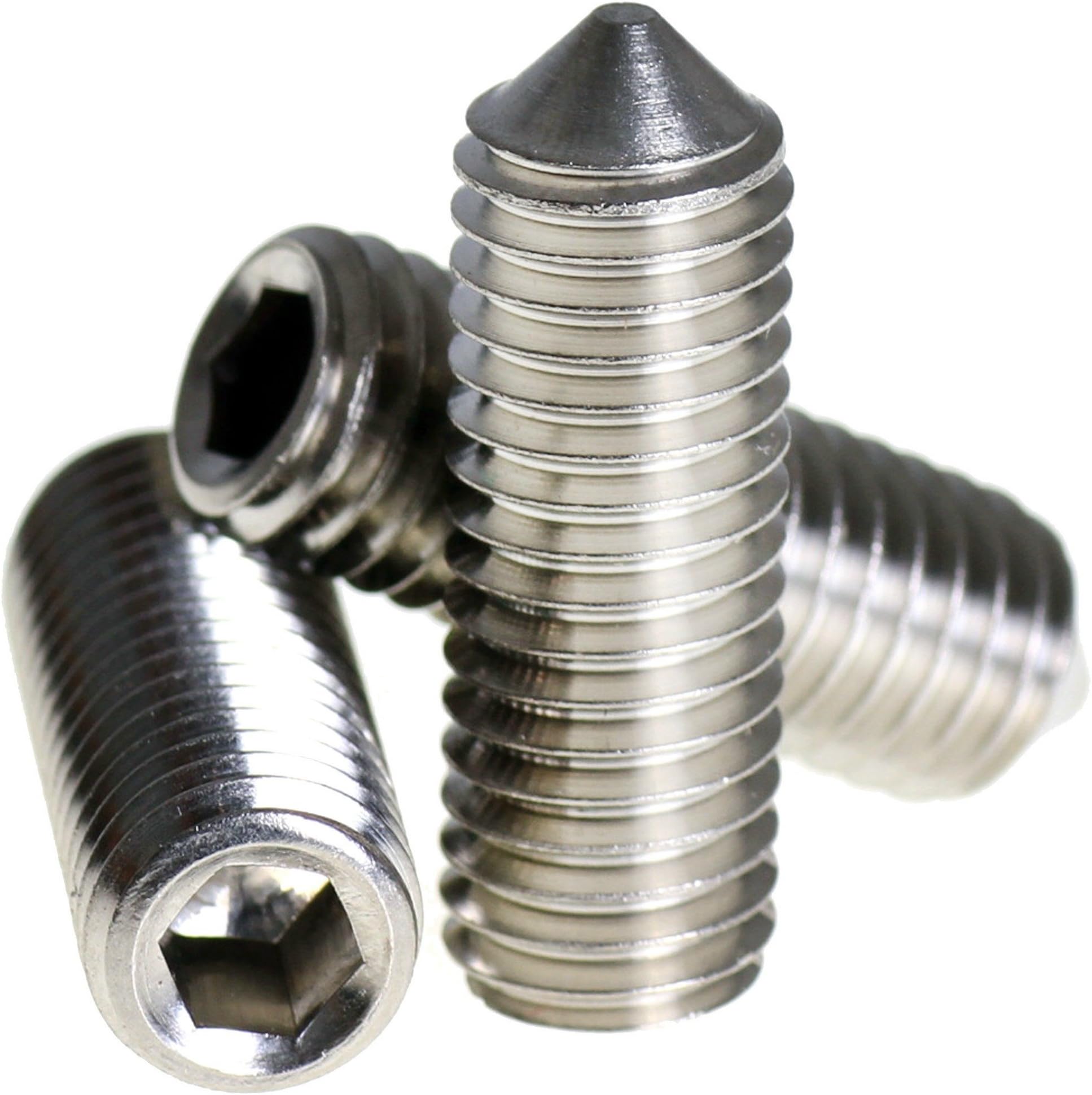 (6mm) M6 x 10 A2 Stainless Steel Cone Point Grub Screws Hex Socket Set Screw DIN 914-5