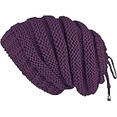 Lilax Cable Knit Slouchy Chunky Stripe Oversized Soft Warm Winter Beanie Hat