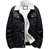 Omoone Men's Lapel Sherpa Fleece Lined Thicken Denim Jean Trucker Jacket Coats