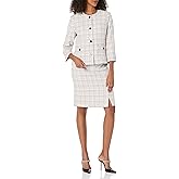 NIPON BOUTIQUE Women's Tweed 4 Button Jacket with Front Slit Skirt