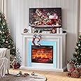 44 Inches LED Lights Electric Fireplace with Mantel, Tall Fireplace Heater Freestanding, Delicate Three-Dimensional molding with Remote Control Timer LED Flame for Living Room, Bedroom