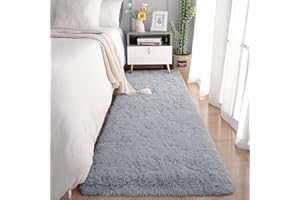 Chicrug Soft Runner Rugs for Bedroom Living Room Plush Fluffy Rug 2x6 Feet, Shag Furry Area Rug Carpet Non Shedding for Nursery Children Kids Girls Room Home Decorative, Grey