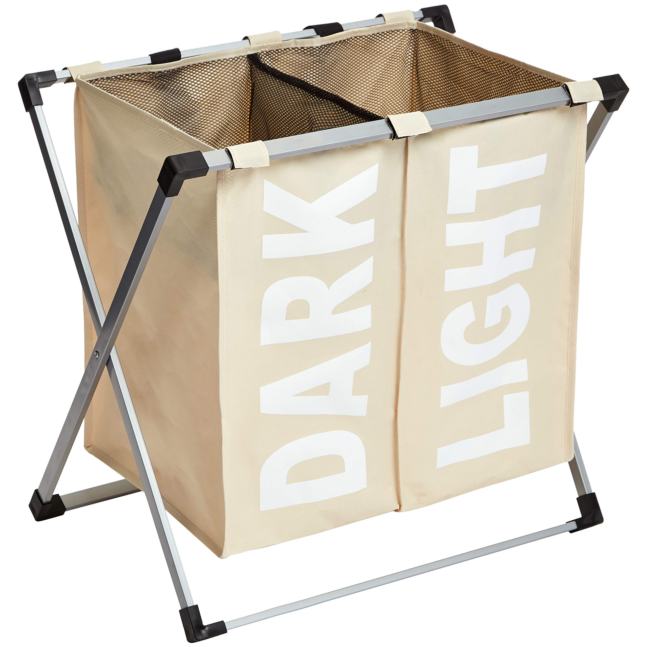 Amazon Basics Double Laundry Basket Hamper, Beige