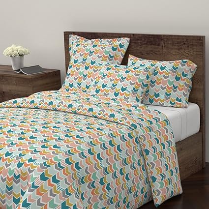 Amazon Com Roostery Chevron Duvet Cover Gray Bold Teal Mint