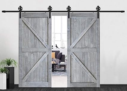 5ft 153cm Big Black Wheel Design Hangers Double Barn Door