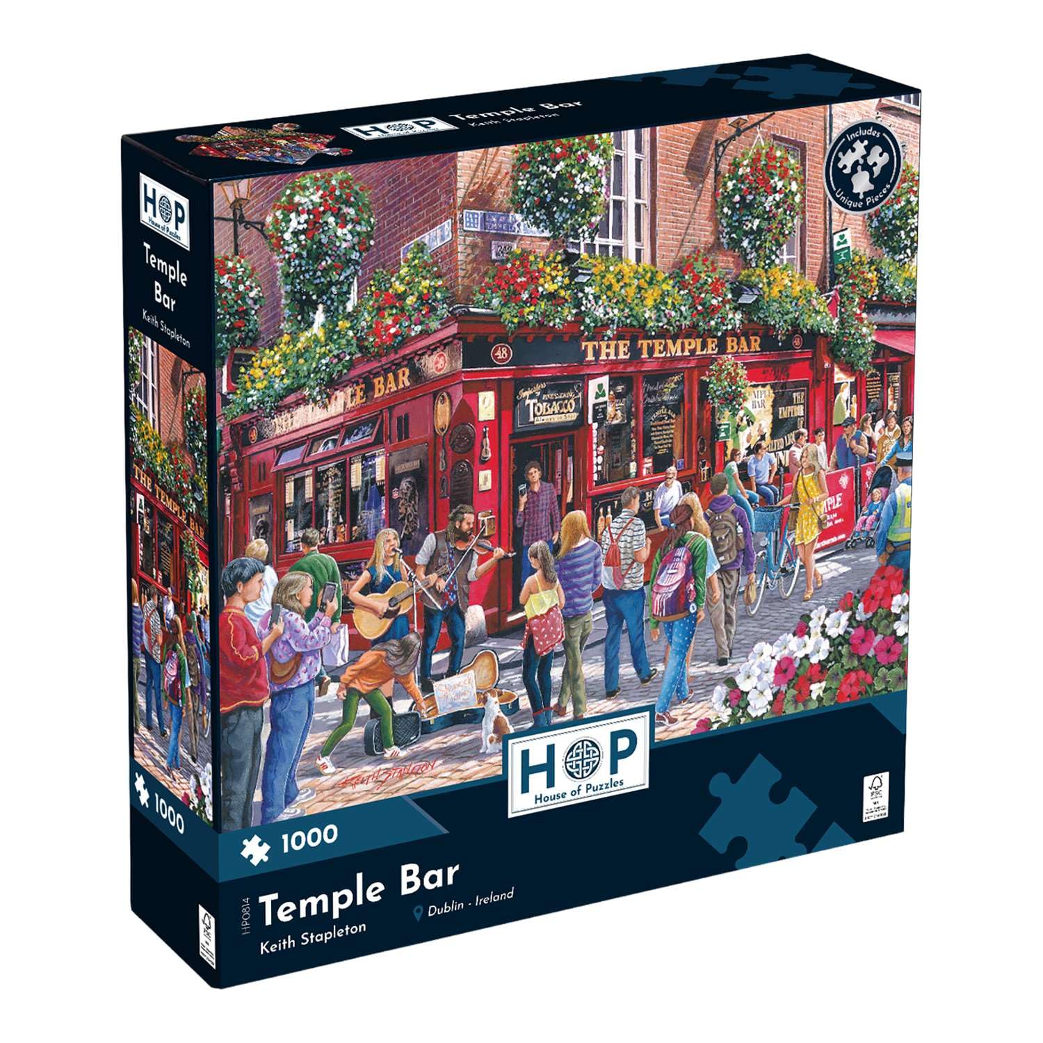 The House of Puzzles | Temple Bar 1000 Piece Jigsaw Puzzle | Locations & Buildings Theme | Art by Keith Stapleton | 48 x 69cm FSC Certified