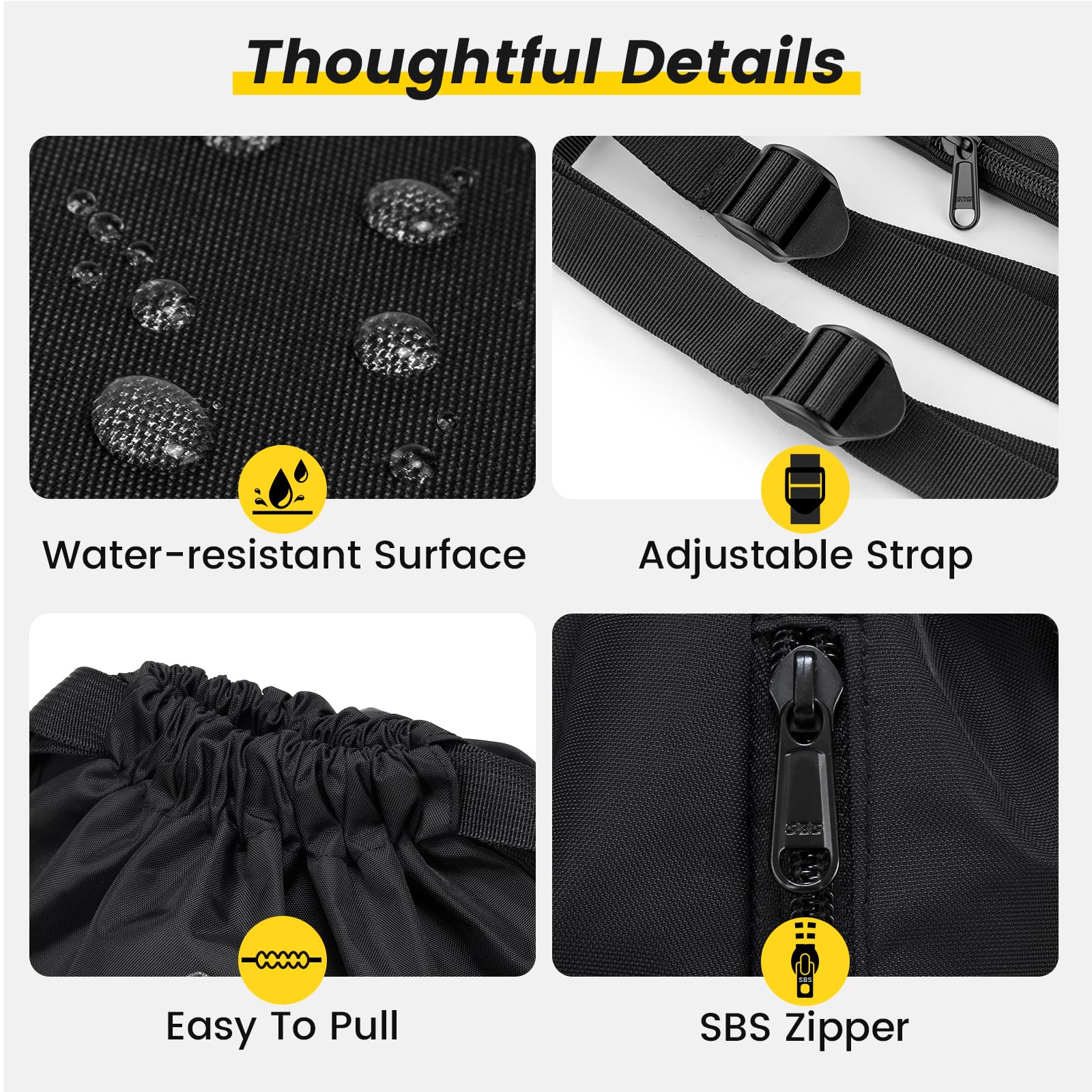 Vorspack Drawstring Backpack Water Resistant String Bag Sports Gym Sack with Side Pocket for Men Women