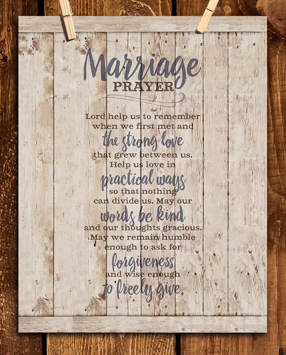 "Marriage Prayer"- Wall Art Print-8 x 10"- Rustic Typographic Print on Wood Sign Background-Ready to Frame. Home-Bedroom- Christian Decor. Fantastic Wedding-Anniversary Gift to Remember"The Why".