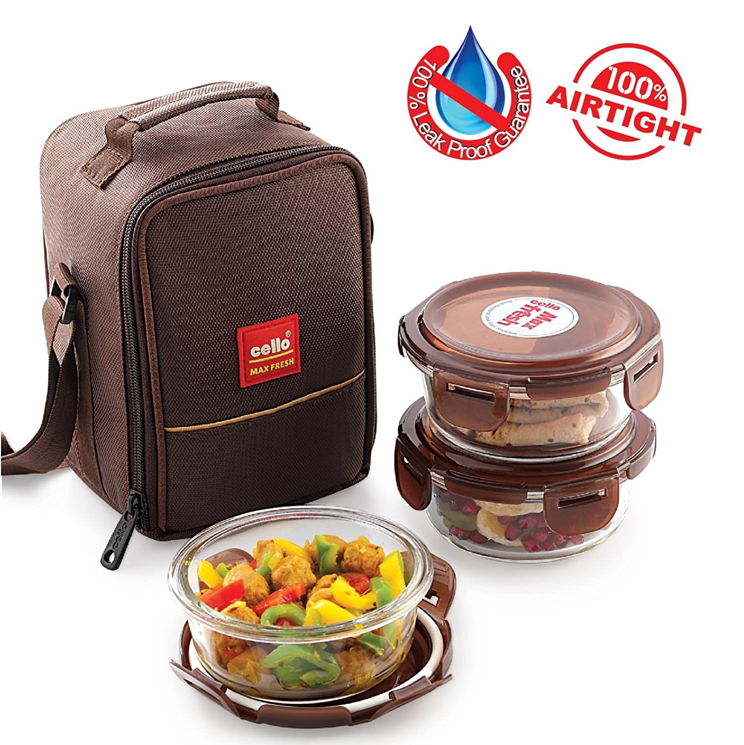 Cello Glass Lunch Box Set with Bag 350ml Set of 3 Clear