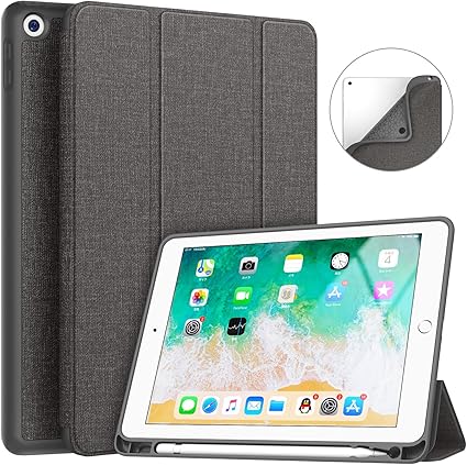 Amazon Soke Ipad 9 7 第6 5世代 カバー 18 17 レザー 三つ折スタンド オートスリープ機能 スマートカバー ダークグレー Soke タブレットケース 通販
