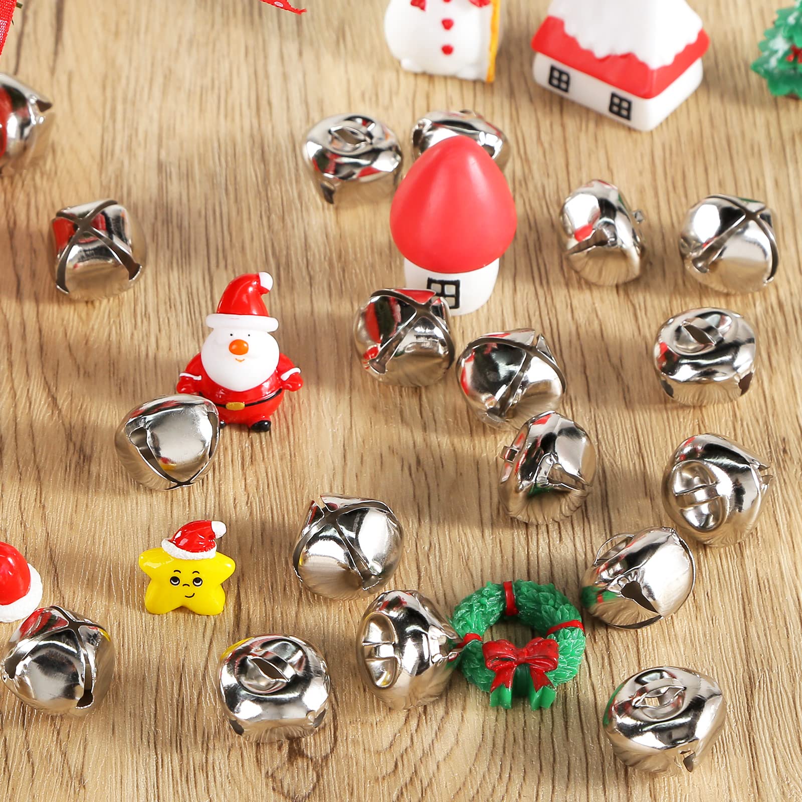 BigOtters 50 Pcs Jingle Bells for Crafting, 1 Inch Craft Bells Bulk for DIY, Home Christmas Decoration, Silver