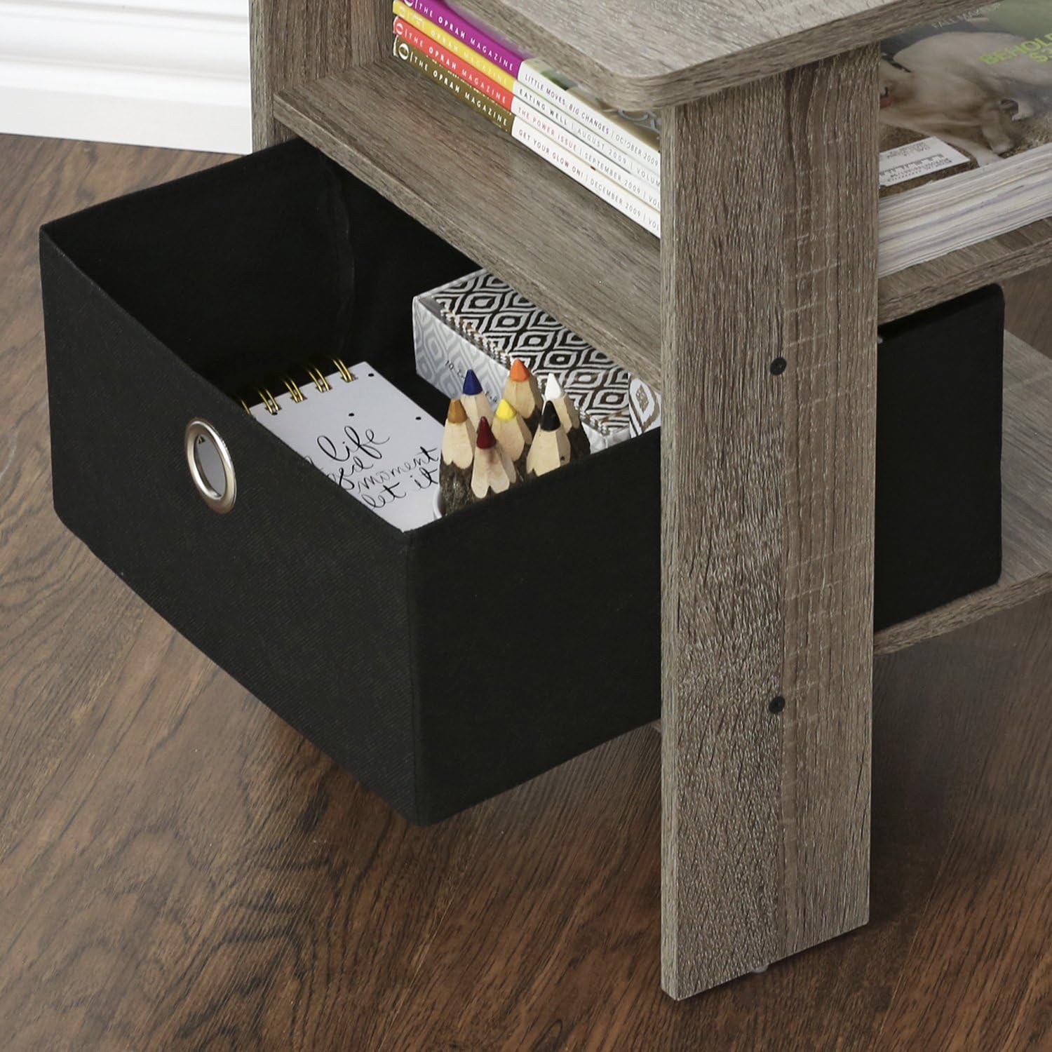 FURINNO Andrey End Table Nightstand Set, 2-Pack, French Oak Grey: Furniture & Decor