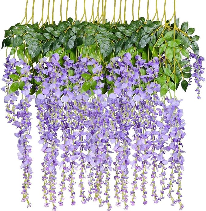 12pcs Artificial Fake Wisteria Vine Garland 3.75Ft/Piece