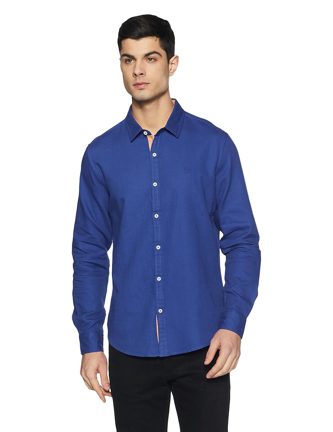 united colors of benetton men's solid slim fit cotton casual shirt