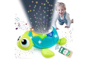 KWYZ Baby Toys 6-12 Months, 5 in 1 Musical Projector Turtle Crawling Toys Tummy Time Infant Baby Toys 0-3 3-6 7 8 9 12-18 Months 1 Year Old Boy Toys Girl Toys Birthday Gift