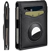 Suncat Slim Minimalist Airtag Wallets for Men, RFID Blocking Card Holder Bifold Wallet with Money Clip ID Window, Gifts for Men