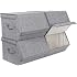SONGMICS Scatole Portaoggetti Impilabili, Set Da 3 Con Coperchio E Chiusura Magnetica, Grigio (RLB12GY), 50x35x25 Cm (Grande) - 4