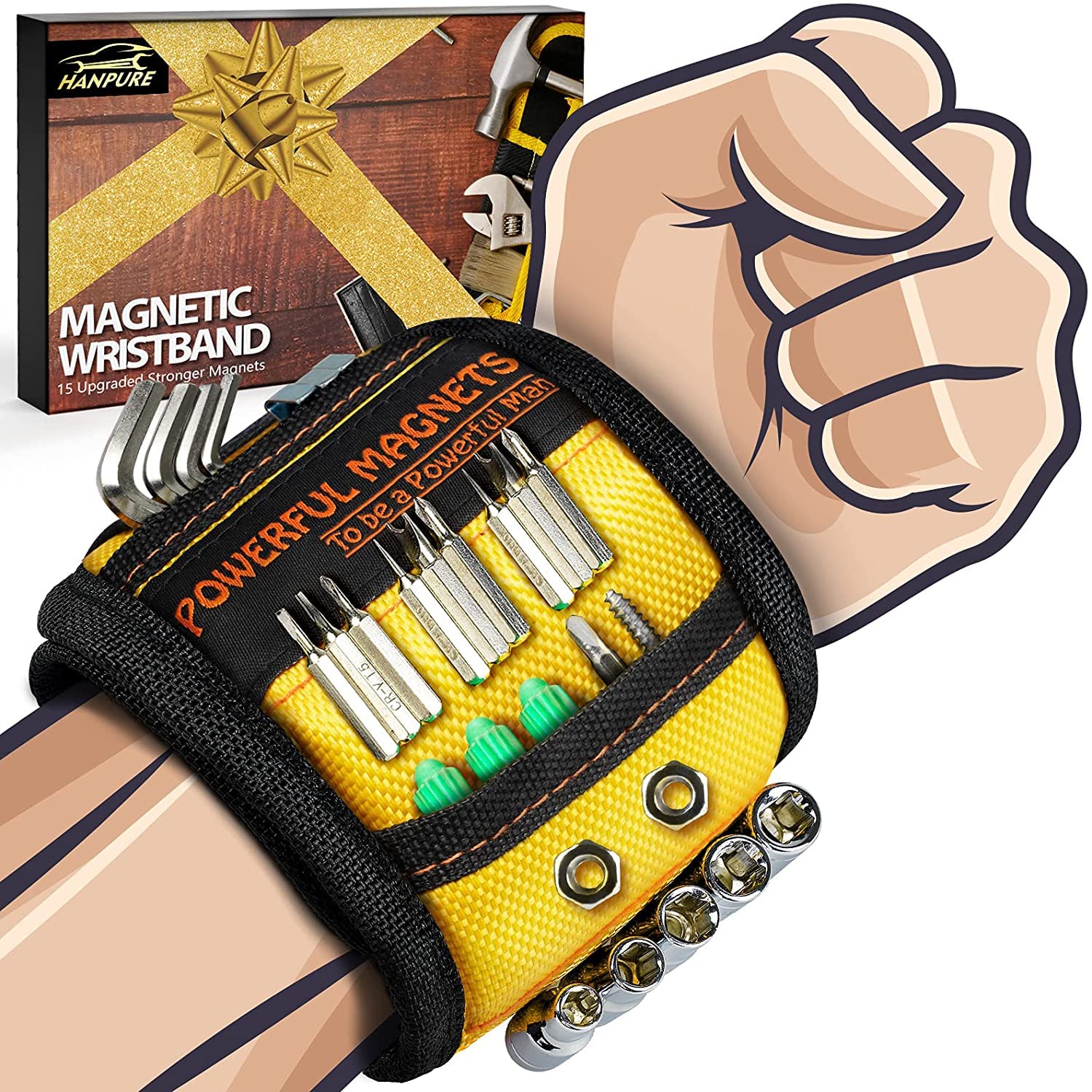 Tool Gifts for Men Stocking Stuffers - Magnetic Wristband for Holding Screws, Wrist Magnet, Gifts for Dad Father Husband Him
