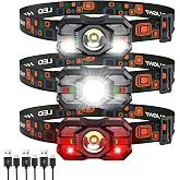 Rechargeable Headlamp Flashlight, 2000 Lumen Super Bright Head Lamp Camping | 3-Pack Headlamps for Adults Kid, with Red Light
