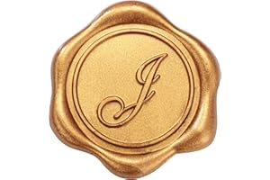 Yoption Initial J Wax Seal Stickers, 50 Pack Antique Gold Self Adhesive Letter Envelope Seal Stickers for Wedding Party Birth